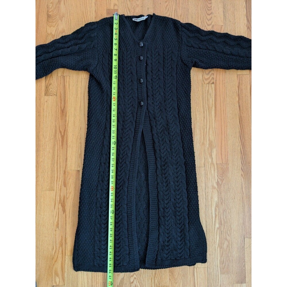 Country Club Womens Sweater Small Wool Ireland Long Duster Cable Knit Chunky - Picture 11 of 15